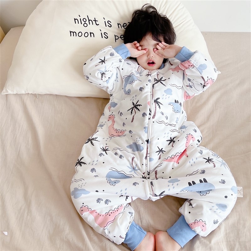 婴儿睡袋春秋冬款纯棉q恒温分腿式婴幼儿童防踢被宝宝睡衣四季通