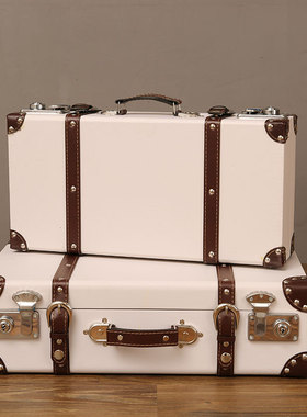 欧式复古箱子手提箱皮箱店铺客厅摆件装I饰品道具橱窗轻奢风小摆