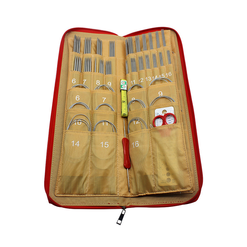 不锈钢毛衣针打毛线针循环形针棒针长短直针编织工具全Y套装织围