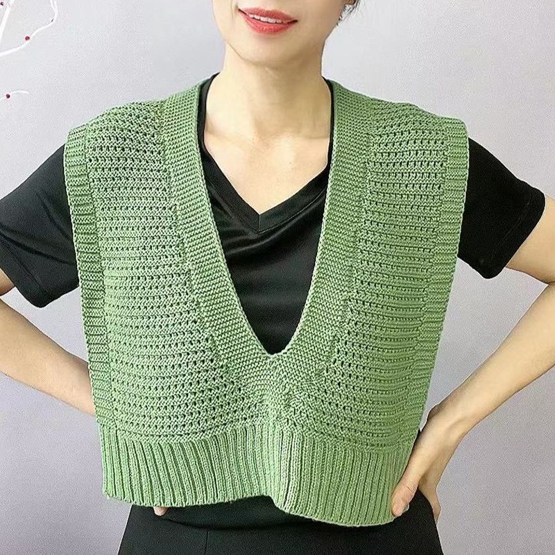 套头针织披肩夏季新款百搭时尚外搭空调I披肩保暖护肩针织马甲外