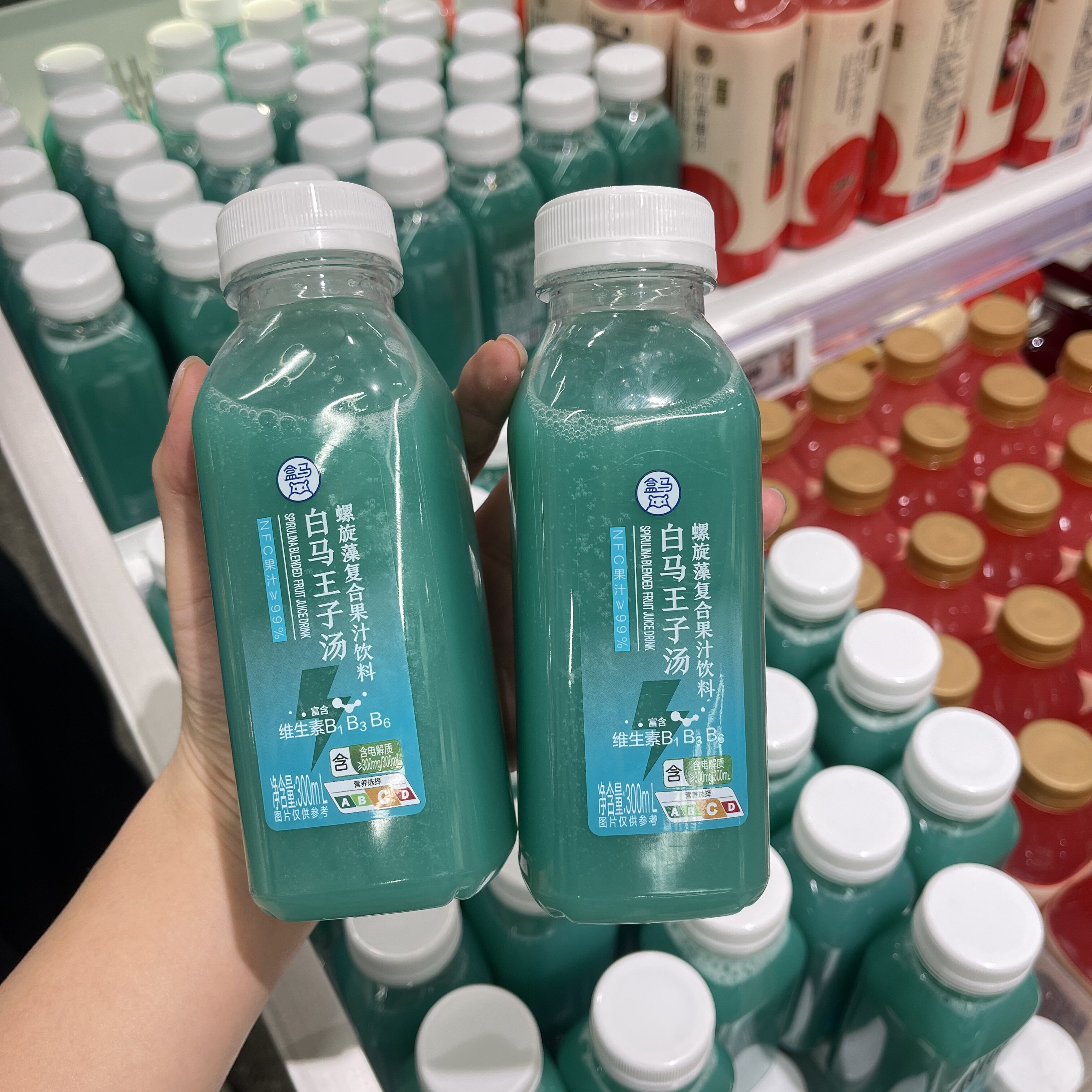 盒马白马王子汤螺旋藻复合果汁图片