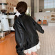 春皮夹 覆古港风宽松开 皮衣外套女黑色短款 小个子2026年春秋新款