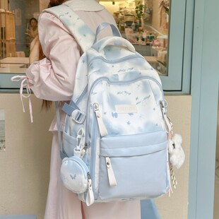 书包初中女生蓝色ins风高中生高颜值2026新款女大容量双肩包肩包