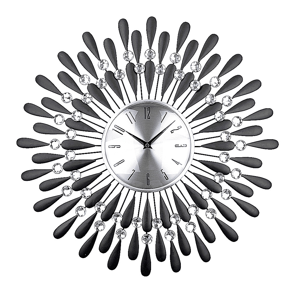 北欧轻奢艺术大创意时钟水晶铁艺客厅装饰钟表家用3d挂钟简约挂表