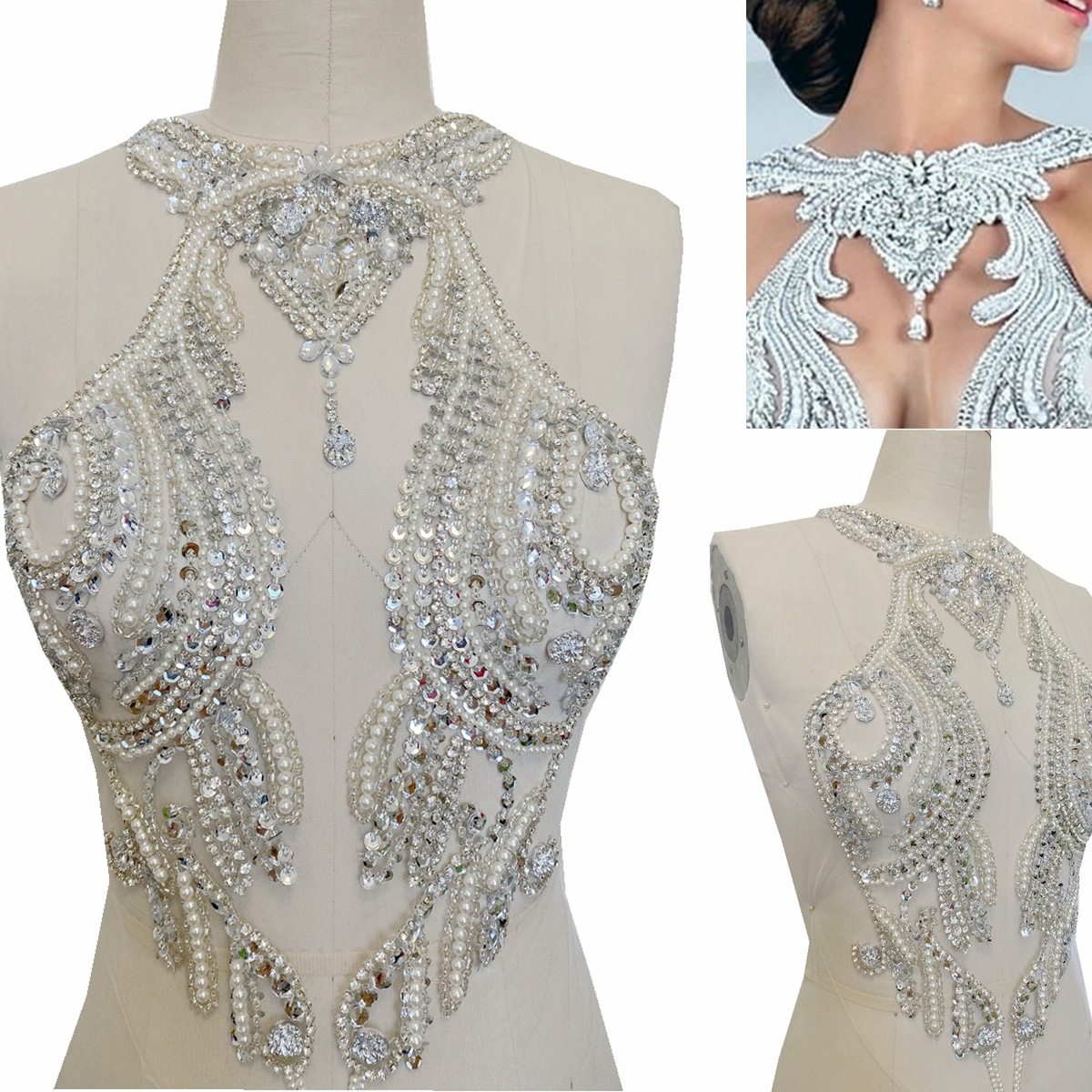 闪亮银白色手工订珠亮钻亮片网纱贴花服装辅料前身装饰贴补片,居家日用,其它,淘宝优惠券,粉丝福利购,淘宝优惠卷