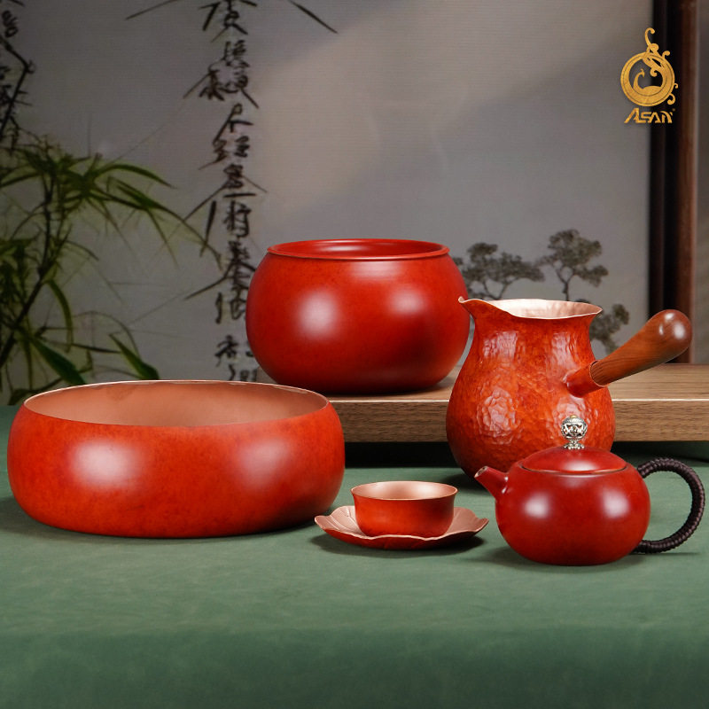 厂家直销紫铜茶具《红颜知己茶礼套装》电陶炉烧水壶家用办公茶壶