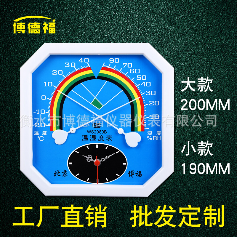 WS2080B指针式八角温湿度表温湿度计室内家用工业挂壁干湿