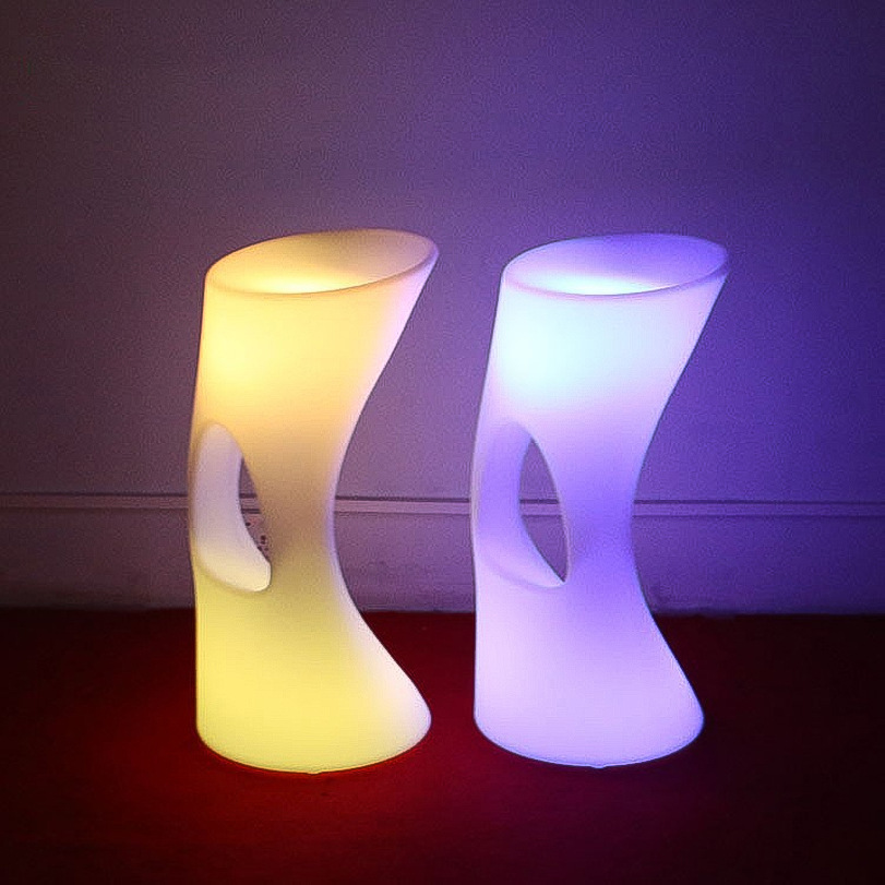 星朗北欧吧台椅吧台凳酒吧KTV高脚凳LED发光高脚桌椅户外塑料吧椅