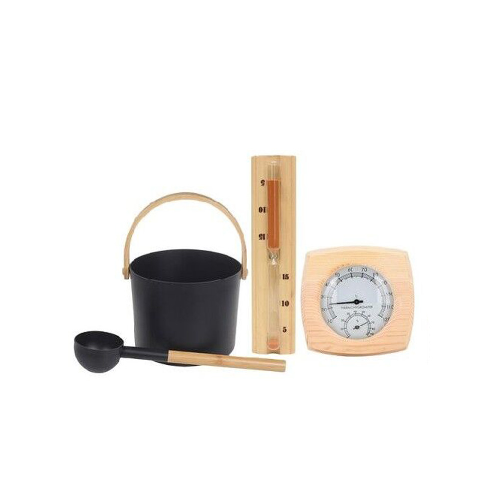 桑拿套装 铝涂装桑拿桶 勺子 沙漏 温湿度计