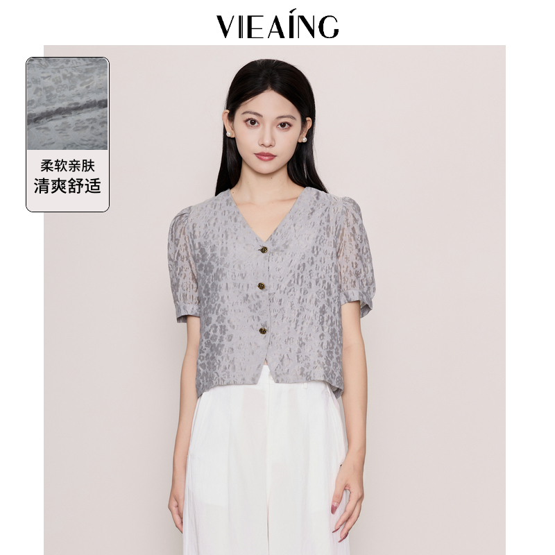 VIEA.ING薇迎通勤正肩短袖衬衫