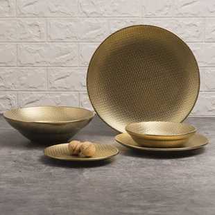 Ceramic Plate Food Dish金色盘 Serving Restaurant Gold Dinner