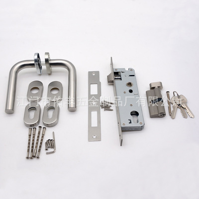 304不锈钢椭圆盖单弯门执手 3585窄体锁移门金属铝合金门框移门锁