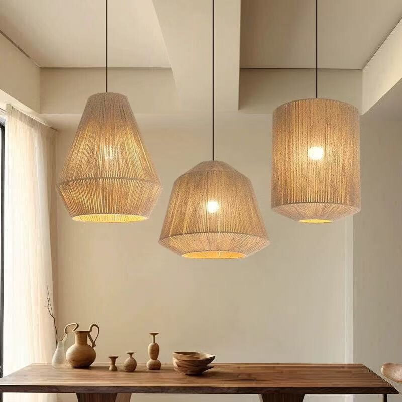 日式麻绳吊灯卧室客厅民宿酒店餐厅艺术灯书房茶室手工编织绳艺灯