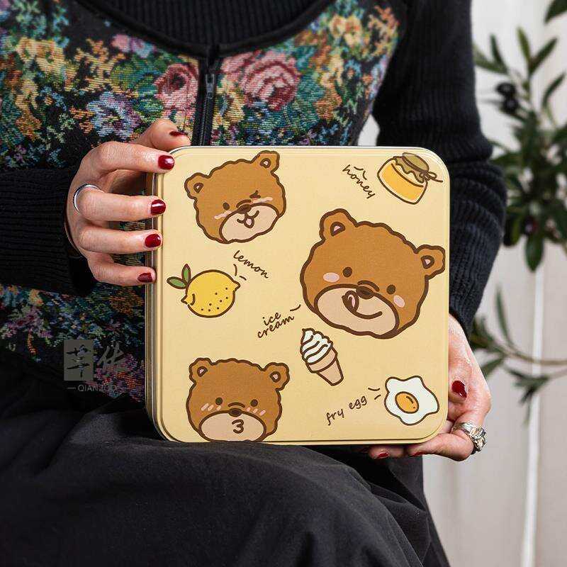 曲奇饼干包装盒马口铁盒方形圆形糖果喜糖盒卡通收纳盒子空盒大号