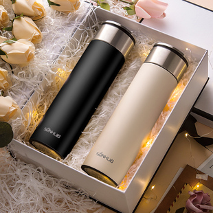 情侣保温杯对杯一对泡茶杯子女圣诞礼品中秋节水杯定制LOGO刻字