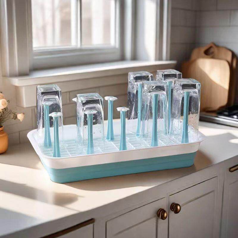 水杯架倒挂沥水家用塑料挂架茶杯玻璃杯置物架子托盘架防尘收纳层
