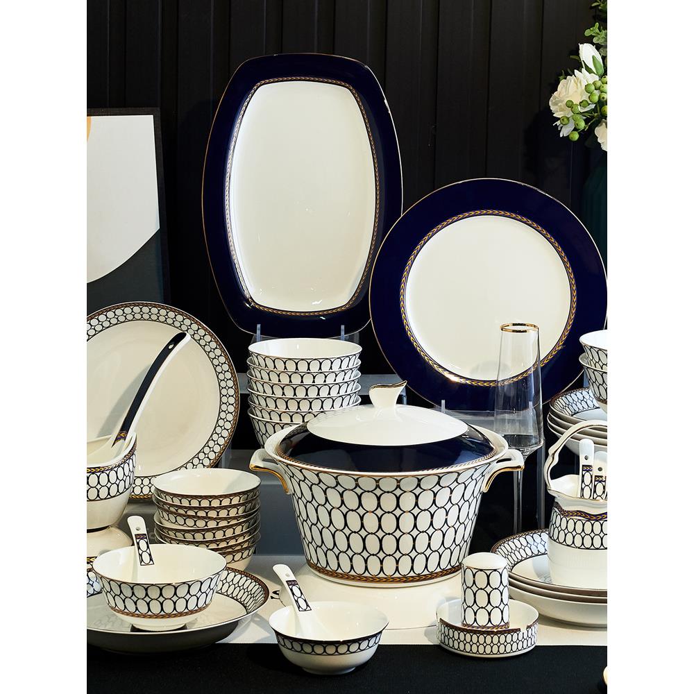 碗碟套装家用高档餐具景德镇骨瓷碗盘陶瓷套碗北欧碗筷盘子碟组合