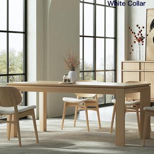 日式原木风餐桌北欧简约实木长方形书桌极简大板桌子白橡木工作台