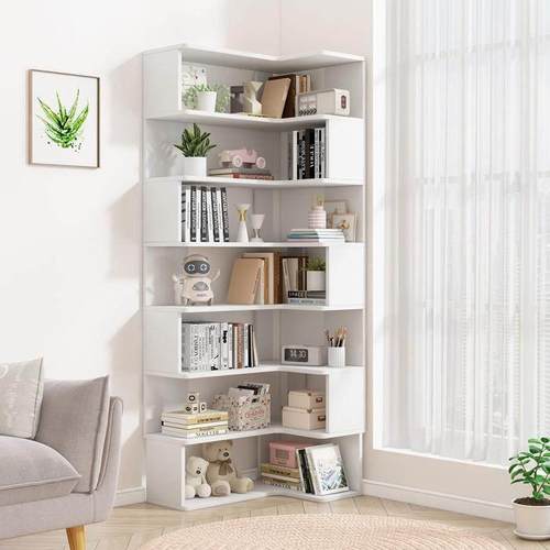 实木书架新款学生书橱置物架转角落地柜多层收纳层架子经济简易书