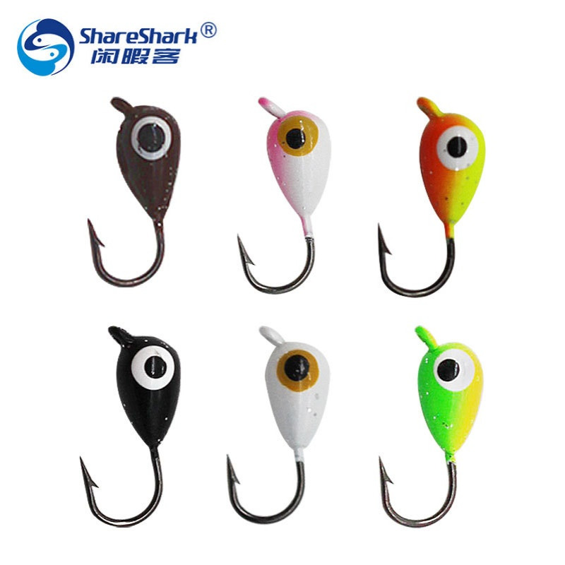 现货批发6色冰钓钩铅钩路亚假饵18mm/2g金属饵迷你冰钓钩铅头钩