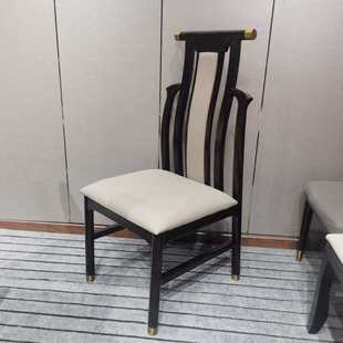 软包现代简约餐厅椅饭店餐椅 家用餐椅休闲椅子橡木椅子实木新中式