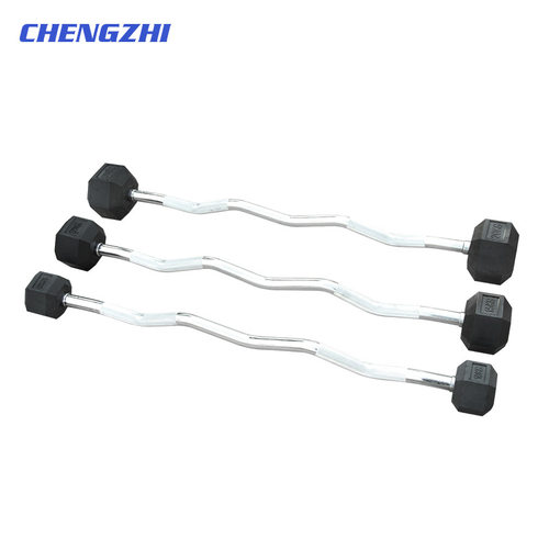 厂家批发六角包胶固定杠铃曲杆健身房商用器材多功能举重杠铃套装