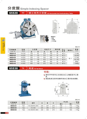 台湾精展横立两用分度盘HV150/HV200/HV250/HV300/HV350分度盘