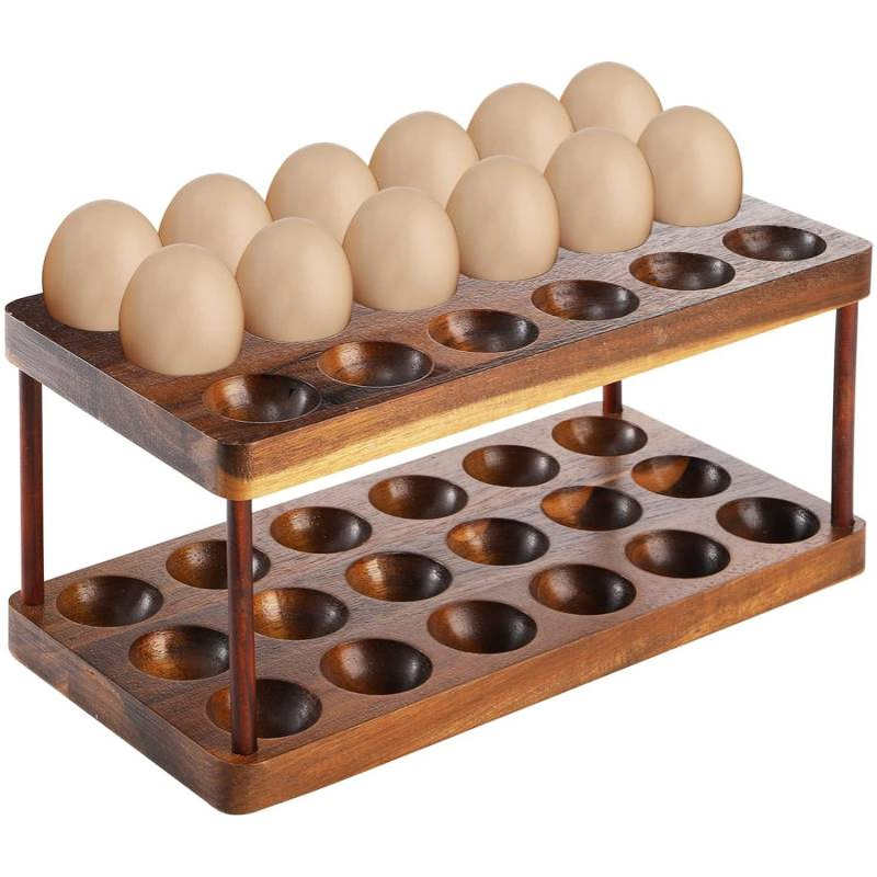 相思木双层木制鸡蛋架木质鸡蛋托鸡蛋盒滑梯式滚蛋器整理架现货