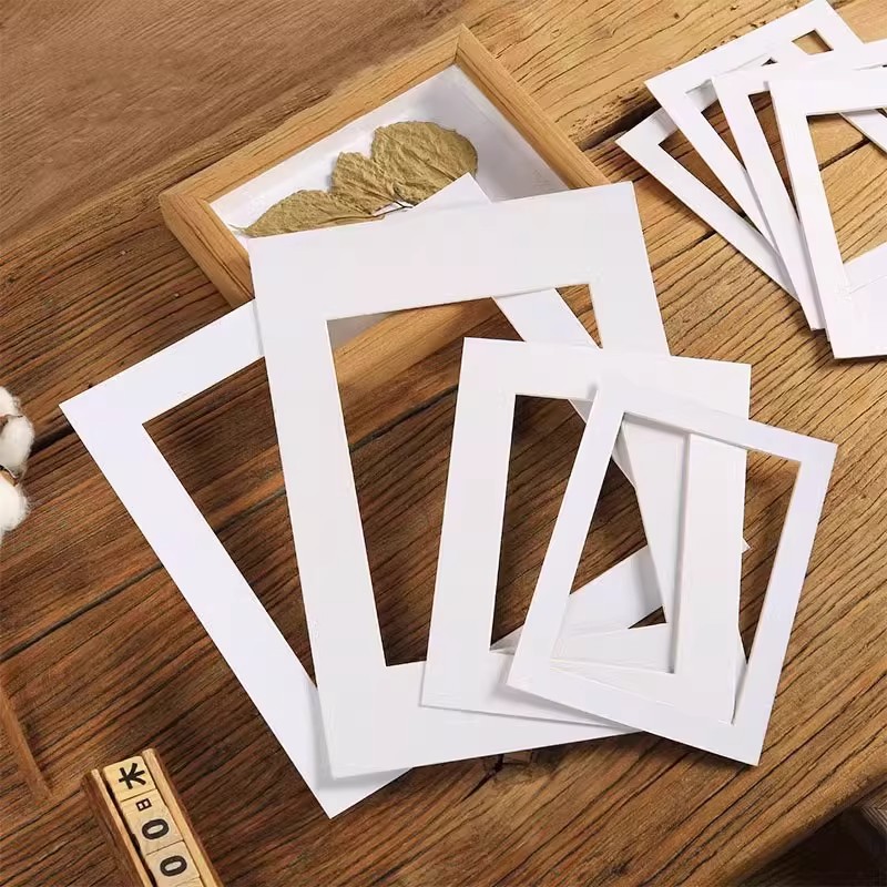 卡纸定制任意尺寸相框内衬白色无孔开孔画纸衍纸画框装裱空框展示