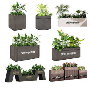 户外铁艺花箱商业街售楼部广场隔断长方形花盆花架子园艺花坛花槽