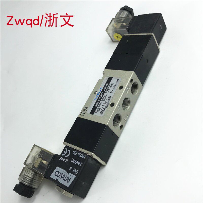 气立可CHELIC双头中封电磁阀SV-5231-NC-KL DC24 AC220V三位五通