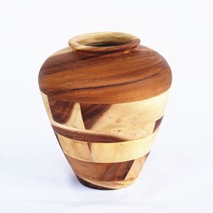 厂家销售创意手工制作胡桃木坛型装 饰花瓶花坛家居桌面摆件工艺品