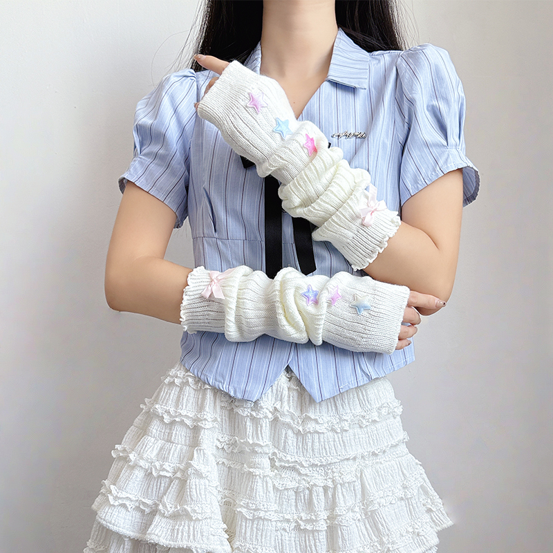 夏诺秀彩日系亚文化白色星星袖套