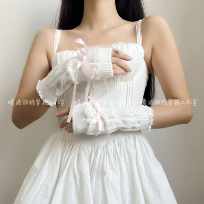 亚文化蝴蝶结袖套Lolita少女手套