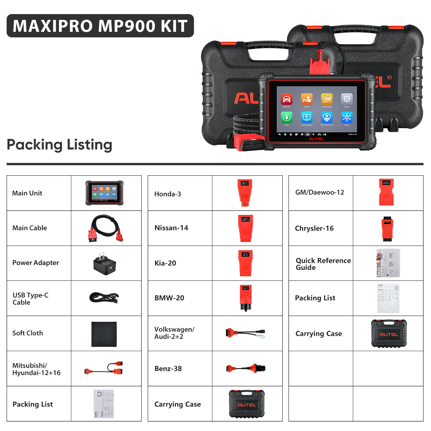 道通AUTEL MP900 KIT汽车诊断仪检测电脑ECU解码故障清除海外版图片