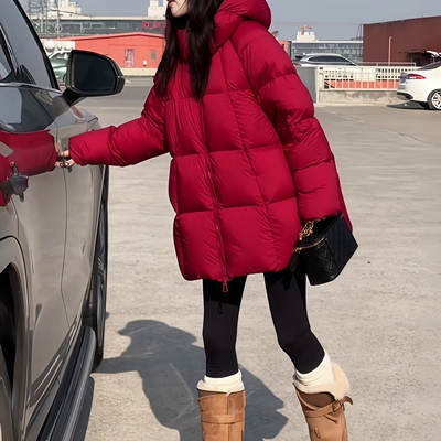 小个子面包服女中长款2025冬季新韩系加厚泡芙90白鸭绒羽绒服外套