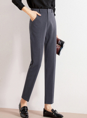 灰色九分西装裤女2025年秋季新款直筒宽松百搭烟管显瘦休闲裤裤女