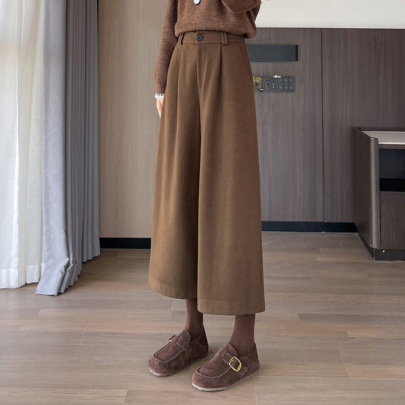 蜜糖之城灰色加厚毛呢西装阔腿裤女秋冬款宽松直筒休闲裤八九分裤,女装/女士精品,休闲裤,淘宝优惠券,粉丝福利购,淘宝优惠卷