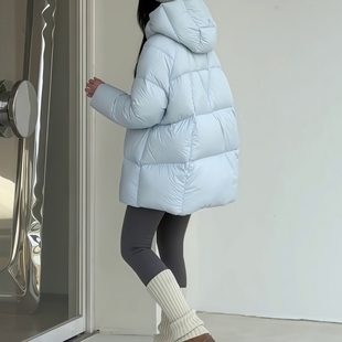 中长款羽绒服女小个子2025冬季新韩系保暖加厚90白鸭绒面包服外套