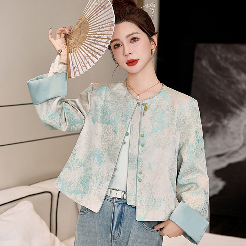 蜜糖之城新中式轻国风缎面提花外套女秋季2025年新款宋锦独特好看