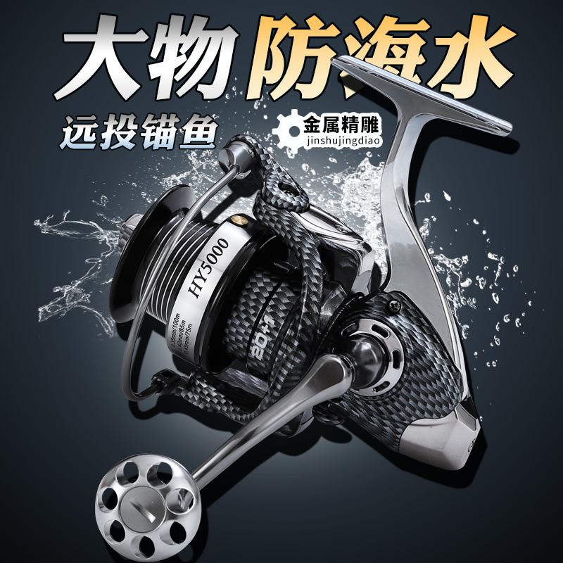 22轴全金属纺车轮无间隙海竿锚杆远投斜口海钓16000防海水鱼线轮