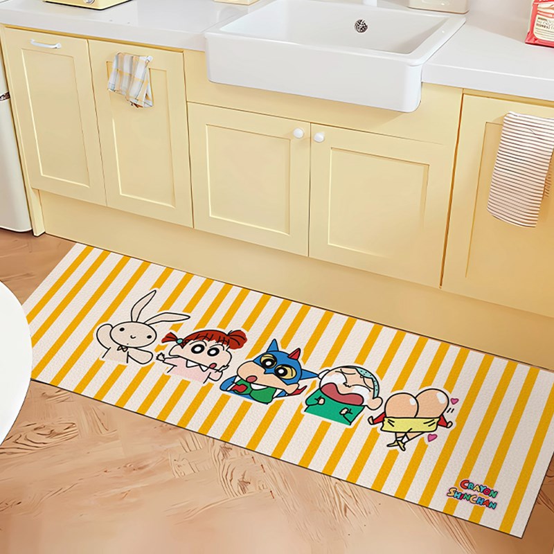 卡通小新厨房地垫硅藻泥吸水吸油脚垫免洗防滑可裁剪防污长条地毯