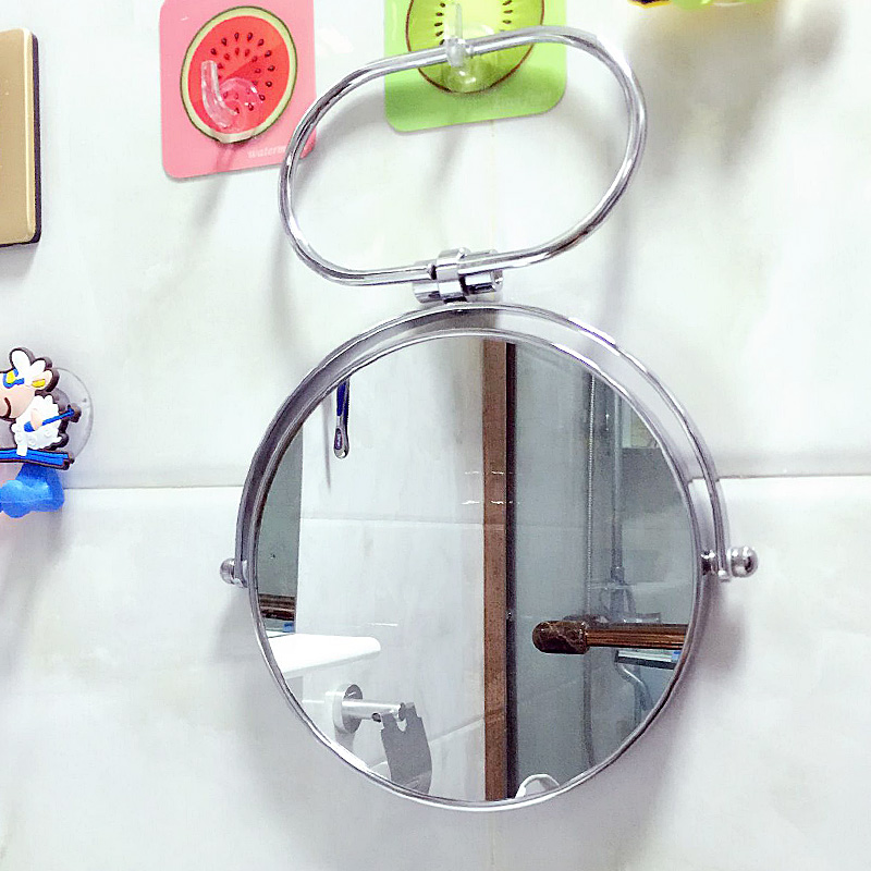新款园矮壁挂公主台式学生书桌大号双面圆形高清随身化妆镜