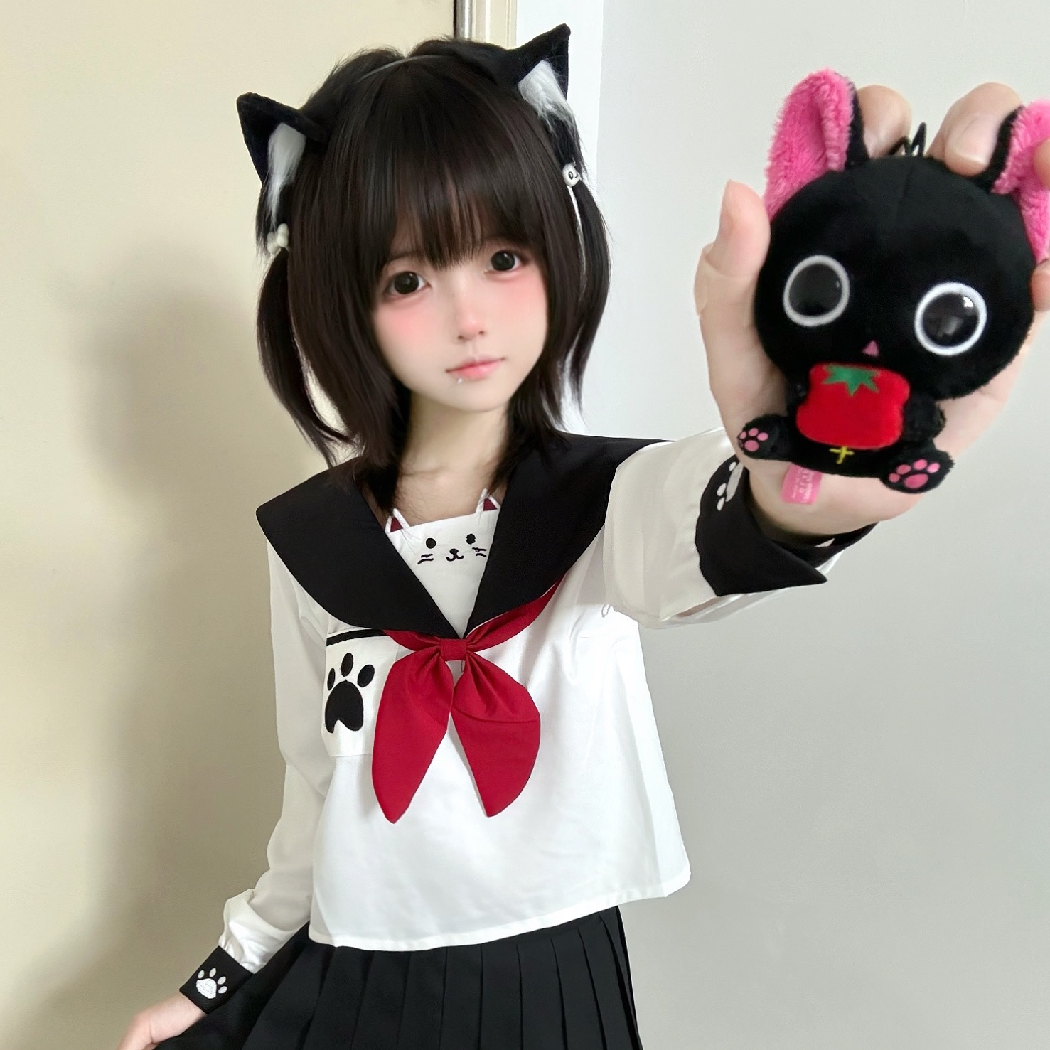 【小呆】原创萌k服短水手套妹古早装喵日系j制服装可爱软套