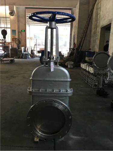 不锈钢手动法兰闸板阀dn200放料排污手动刀型闸阀DN500法兰刀闸阀