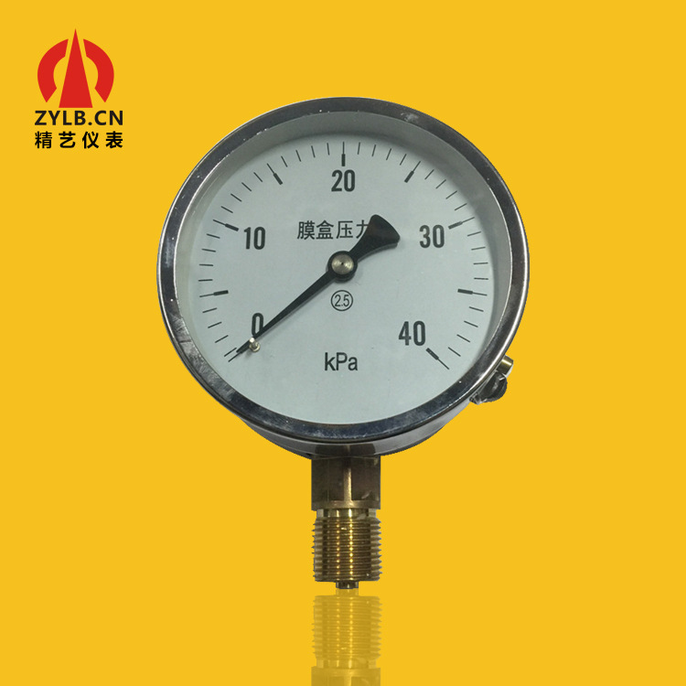 供应不锈钢微压力表膜盒压力表微压膜盒表YE100 40kPa工厂批发