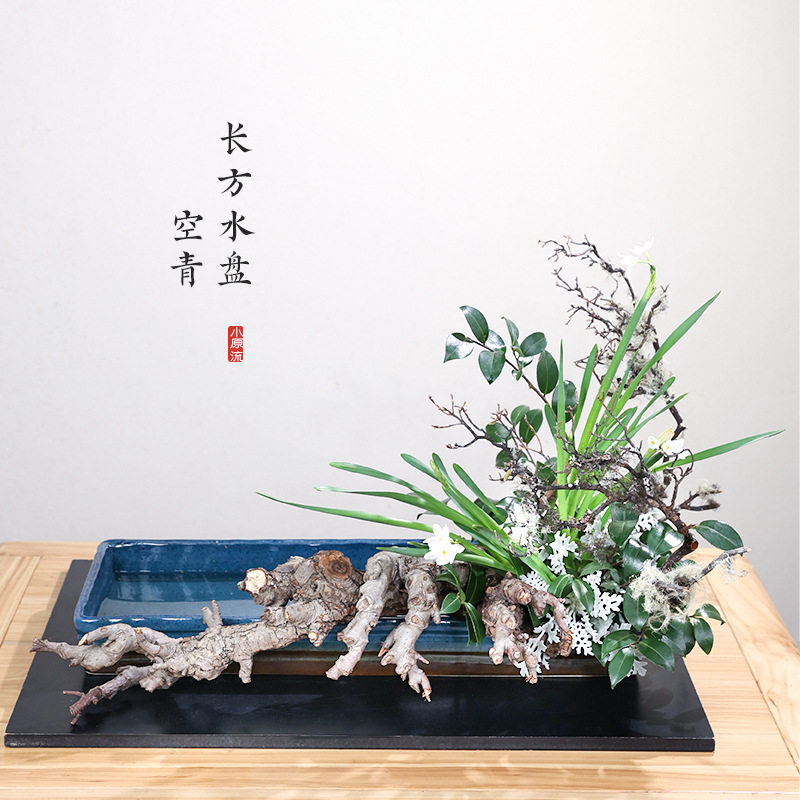 剑山插花盘空青长方水盘特大号复古小原流盆景装饰加厚底座器皿,模玩/动漫/周边/娃圈三坑/桌游,文化/体育周边,淘宝优惠券,粉丝福利购,淘宝优惠卷