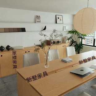 收纳柜中古风小型家用办公室海洋板电脑桌会议桌 桦木多层板落地式