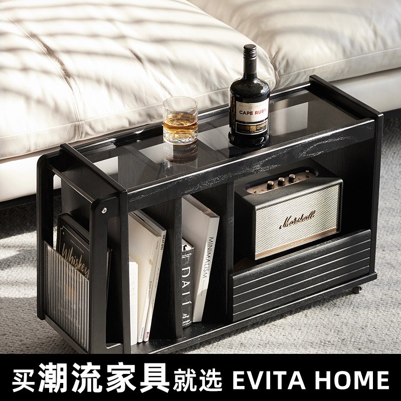 现代简约实木边几客厅茶水柜置物边柜卧室床头柜轻奢可移动小推车