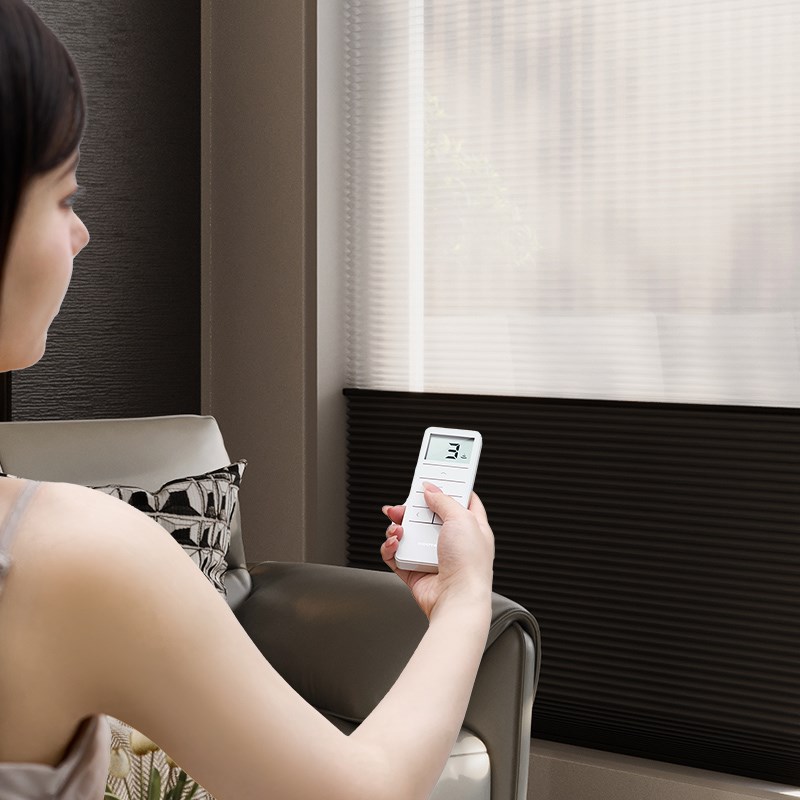 卡慕昂智能电动高端日夜帘黑白两用遮光遮阳蜂巢帘百叶窗蜂窝帘